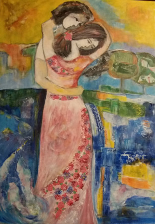 Voňavé ráno, 50x70 cm, akryl, tapeta